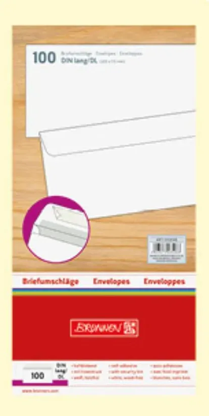 Brunnen White Strip Envelopes 100 x 220 mm