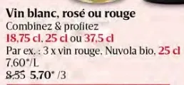 White, rosé or red wine