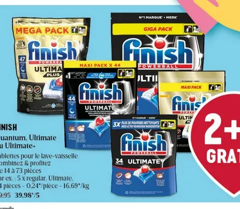 Finish Quantum, Ultimate or Ultimate+ Dishwasher Tablets