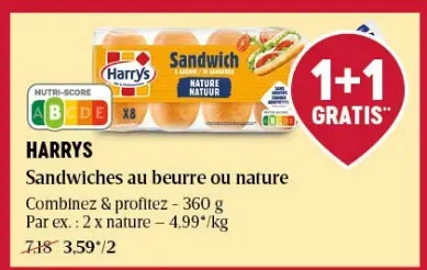 Harrys Butter or plain sandwiches