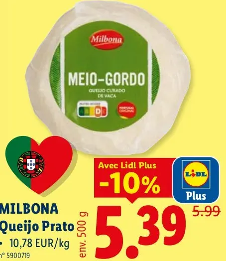 Milbona Queijo Prato cheese