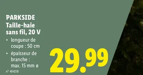 Hedge trimmer, 20 V