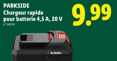Fast charger for 4.5 A, 20 V battery