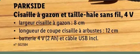 Cordless grass shear and hedge trimmer, 4 V
